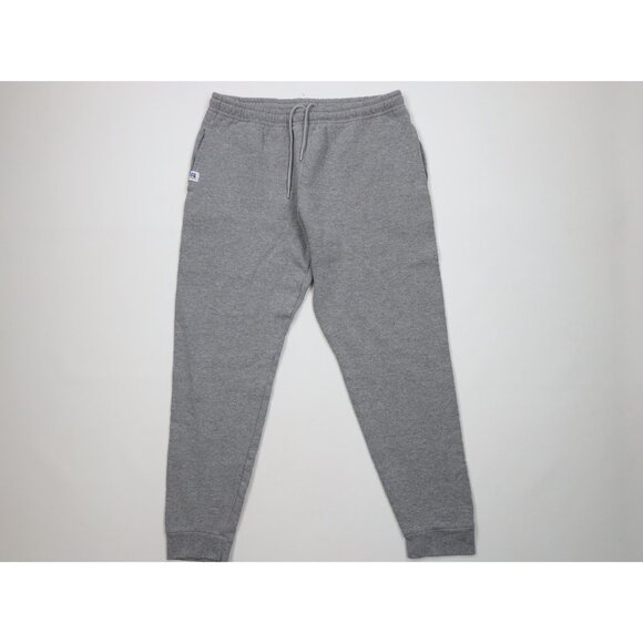 Vtg 90s Y2K Russell Athletic Mens Medium Blank Cuffed Sweatpants Joggers Gray - Picture 1 of 11